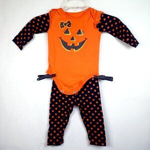 Infant Girl Pumpkin 2-Piece Halloween Costume 12 Mo Granamals Bodysuit Jumpsuit